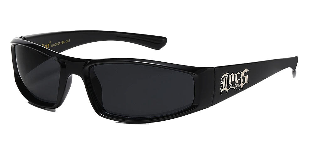 Dark locs wrap around Sports sunglasses