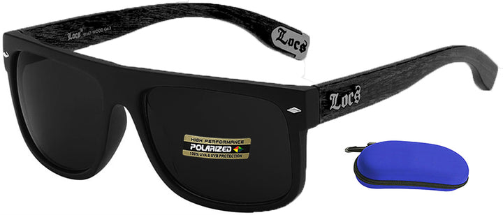Classic Wood Frame Polarized Locs Sunglasses  With Logo