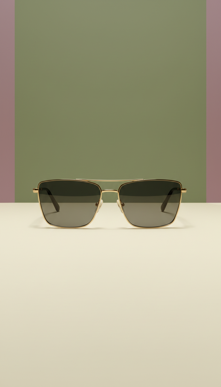Rectangular Gold-Accented Locs Sunglasses