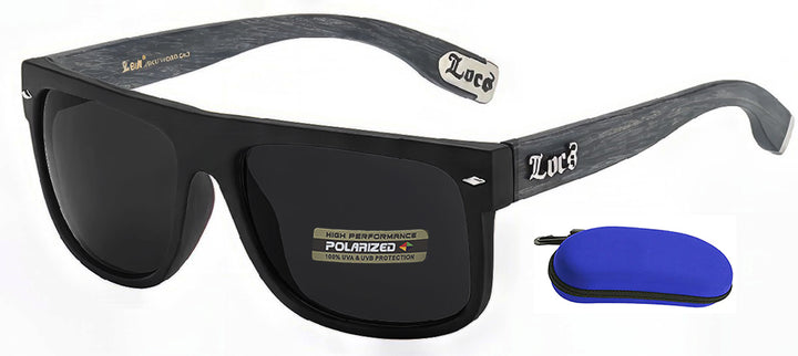Classic Wood Frame Polarized Locs Sunglasses  With Logo