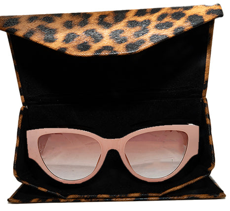 Large Triangle Folding Animal Print Magnetic Sunglass Case