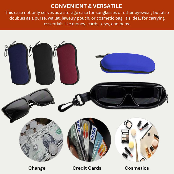 Neoprene Zipper Sunglass Case with Belt Clip -Combo Deal