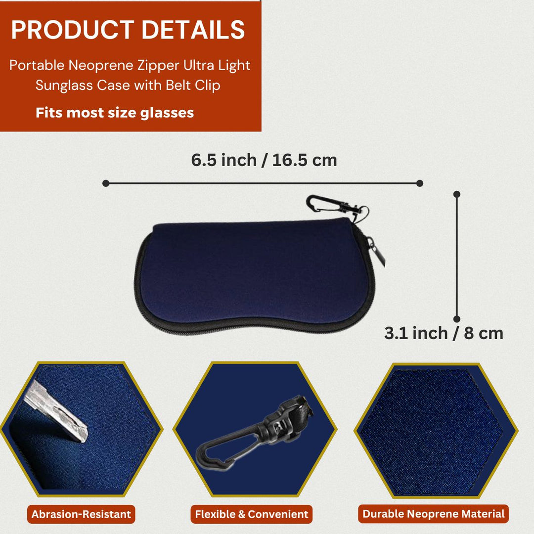 Neoprene Zipper Sunglass Case with Belt Clip -Combo Deal
