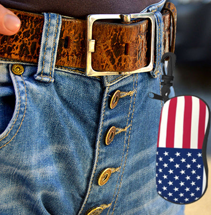 American Flag Ultra Light  Large Zipper Case with Belt Clip