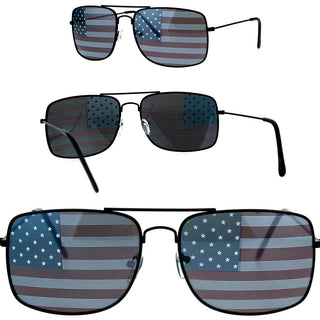 Square Aviators with US Flag