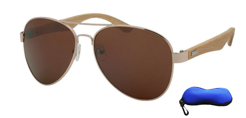 Unisex Bamboo Aviator  Sunglasses